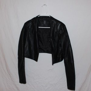 Cropped Faux Leather Jacket